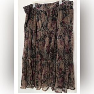 Lauren Conrad Floral Tiered Metalic Midi Skirt